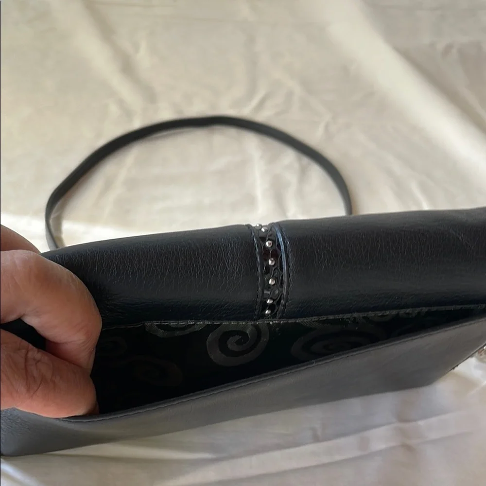 Brighton Black Crossbody Bag with Sleek Leather and Metallic Accents - Picture 10 of 11